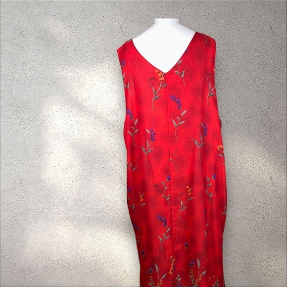 IMPRESSIONS Vintage 1990s Red/Orange Floral Reversible Maxi Dress NWT Size 3X - Picture 2 of 14
